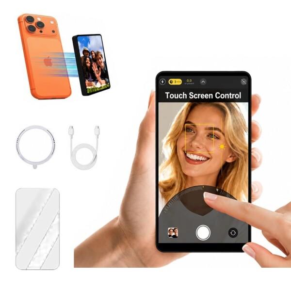 Shimbol CP5 Ultra、5インチ 1080P フルタッチHD 電話Vlog自撮りモニター画面 iPhone＆Android対応 - ワイヤレス録画、Bluetoothリモコン、リバースコントロール、TikTok HDライブ配信用リアミラー（ブラ