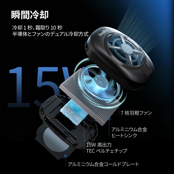 SmallRig ユニバーサル 冷却 スマホケージ iPhone 17 16など対応 Android対応 15W アクティブ冷却ファン &amp; 2-in-1 USB-Cアダプター 幅64mm~79mmスマホ対応 ライブストリーミング動画撮影対応 5275_2