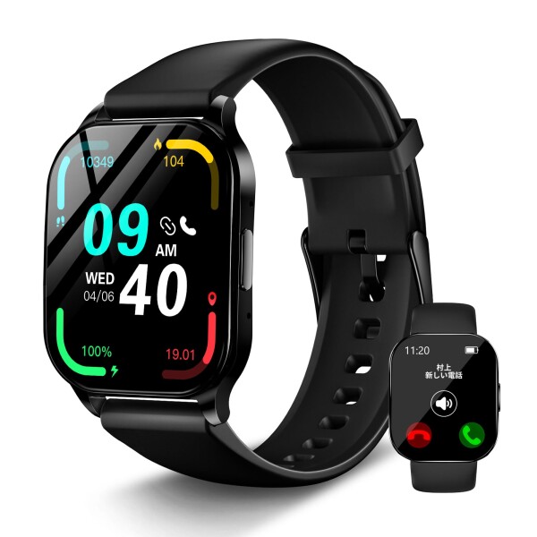 KJKD L1スマートウォッチ 常時表示 1.5時間充電 AMOLED iPhone/アンドロイド対応 24時間睡眠管理 Smart Watch 腕時計 Bluetooth5.3通話 メッセージ通知 アプリのGPS連動 IP68 100+運動モード 体感ゲーム DIY