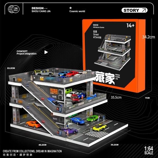 shoucangjia 1:64 ジオラマ LEDランプ付きガレージディスプレイケース