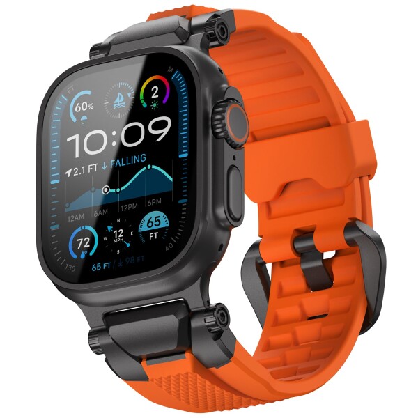 ULTIMAL ご覧なさる ダンス楽隊 for Apple Watch Ultra 3/2/1相応う 49粍/46粍/45粍/44粍 メンズひな型、ケイ素樹脂ダンス楽隊に耐久性のあるステンレススチールバックル付き添い人。Apple Watch Ultra 3/2/1続きものおよび11/10/9/8/