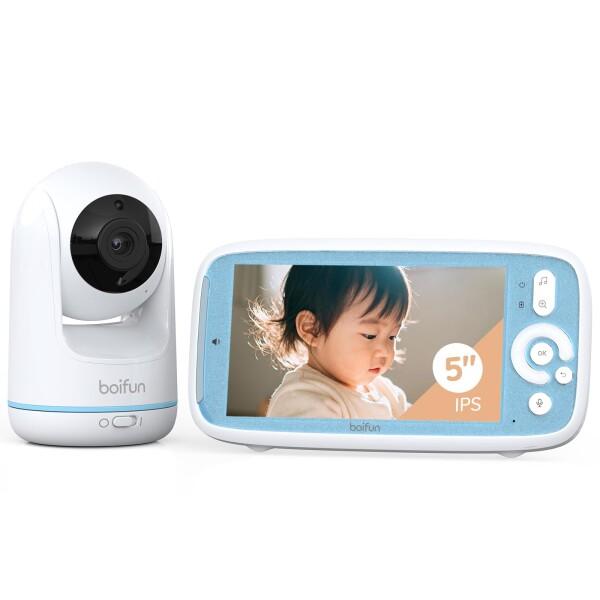 2026 新登場 BOIFUN ベビーモニター WiFi 不要 5 インチ大画面 1080P 高清 見守りカメラ 暗視 3 倍ズーム 温度検知 双方向通話 子守歌 &amp; タイマー機能 設定不要 長距離受信 ベビールーム専用 出