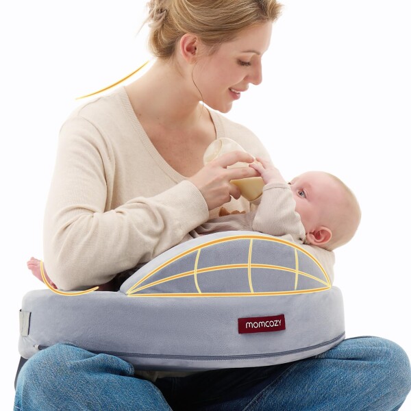 Momcozy 授乳クッション メモリーフォーム授乳枕 ベビー枕 赤ちゃん 抱き枕 安全フェンス付き大きめサイズ 人間工学設計で快適