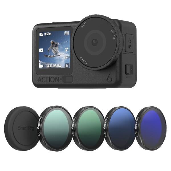 SmallRig NDフィルターキット DJI Osmo Action 6用 5パック CPL ND8 ND16 ND32 スナップオン偏光NDフィルター &amp; レンズシリコンカバー HD光学ガラス/マルチコートフィルター-5895
