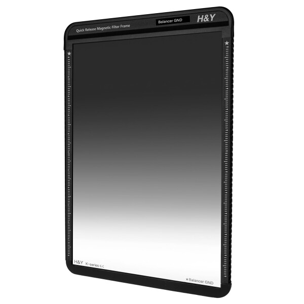 H&amp;Y 角型フィルター 100mm幅 バランサーGND8 Kシリーズ 100x150mm Balancer GND 0.9 (最大3段分減光) マグネットフレーム付 ゴリラガラス 帯電防止 防汚 撥水 防傷 低反射 両面コート KB09