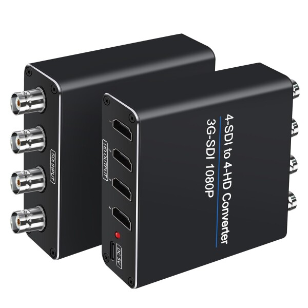 ACHAVE SDIからHDMIビデオコンバーター、4つのSDI入力と4つのHDMI出力、4入力4出力、ブラック、マルチフォーマットサポート、HD-SDI/3G-SDI入力、1080p@60Hz解像度、長距離伝送