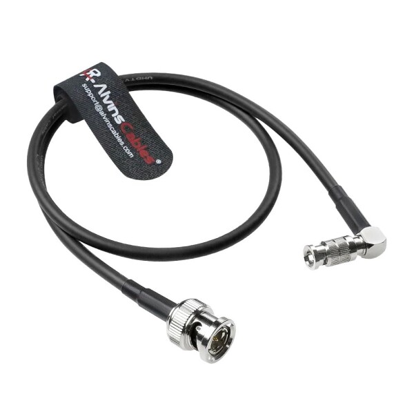 Alvin's Cables L型 Micro BNC - ストレートBNC ケーブル 12G-SDI 4K UHD 対応 高速度同軸ケーブル 75オーム 極細柔軟 Blackmagic Video Assist 5インチ モニター 互換、50cm、ブラック
