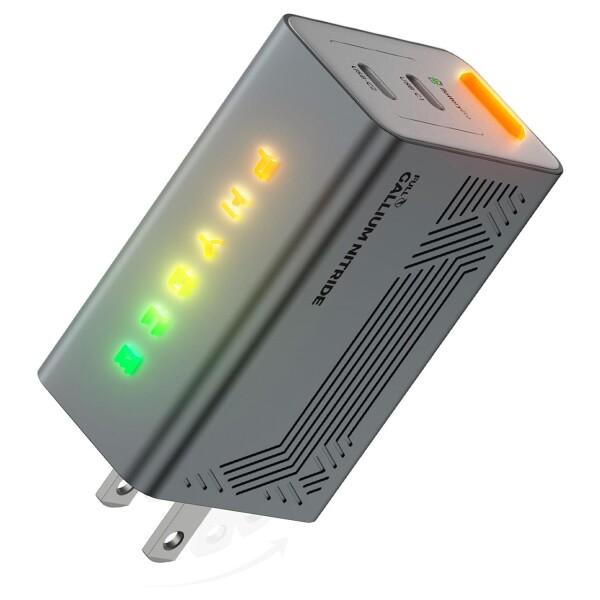 PHYSCE 67W GaN急速充電器 USB-C×2 PD対応 2台同時でも最大47%速い ポート独立給電 360°RGBライト 折りたたみ式プラグ PSE技術基準適合 MacBook Pro 14 iPhone 17/16/15 iPad対応