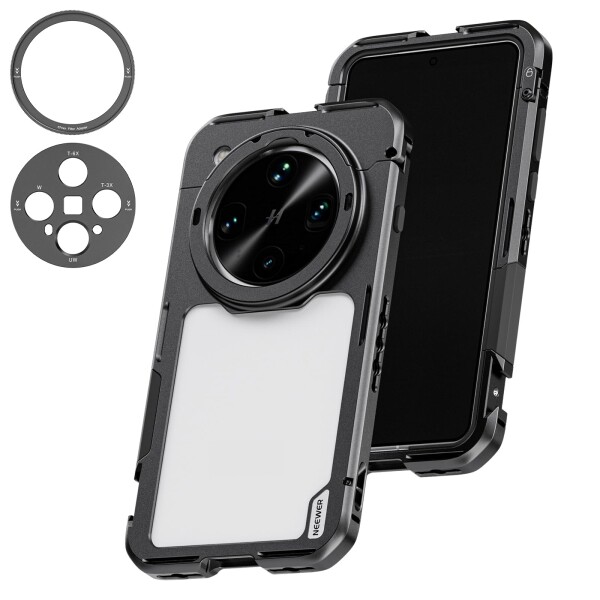 NEEWER スマホケージ Find X8 Ultra対応 クイックリリースビデオリグ 67mmフィルターリング&amp;17mmレンズバックプレート付き スマホスタビライザー ビデオブログ撮影用 ブラック PA147