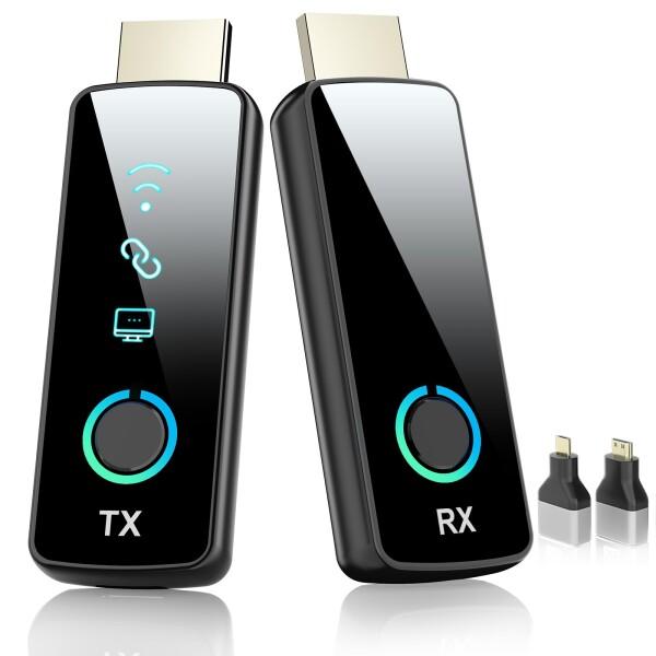 「2026年新登場」Tongtion ワイヤレス hdmi 送受信機 セット hdmi 無線化 ワイヤレス 小型 LEDディスプレイ搭載 挿すだけ使える WIFI&amp;設定不要 1080P@60Hz/2.4G+5G/50m無線伝送 映像音声同期出力 テレビ