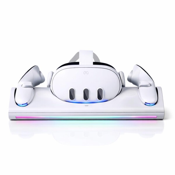 置くだけ VR充電スタンド ドック 卓上 ヘッドセット＆コントローラー 充電ホルダー Type-C 急速充電 LEDライト付き