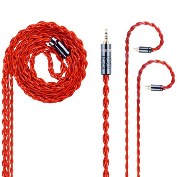 NICEHCK RedLava イヤホンリケーブル 0.78mm 2Pin 2.5mm 高純度熱誘導焼きなまし銅 焼きなましプロセス 交換用 金属製コネクタ 着脱式 耳掛けデザイン hifiリケーブル アップグレードケーブル 1.2m