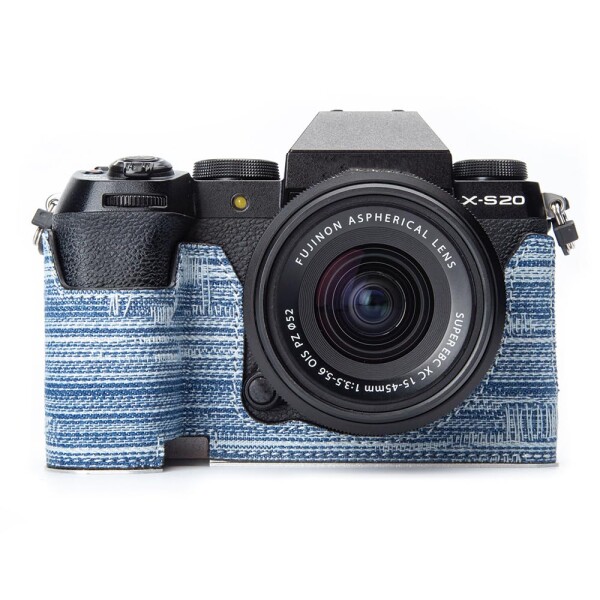 X-S20ケ-ス Fujifilm XS20専用 カウボーイスタイル手作りのハーフケースカメラ保護カバー (経緯デニム)