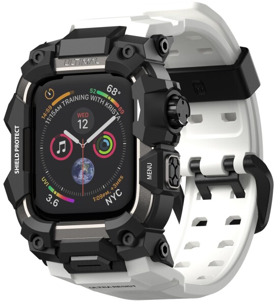 ULTIMAL に相応う Apple Watch Series 9/8/7（45粍）用 ダンス楽隊一体型防御すること入れもの TPU 耐衝撃 高耐久 通気性 飾り気の無い据えつける 運動競技/アウトドア向け 白いこと