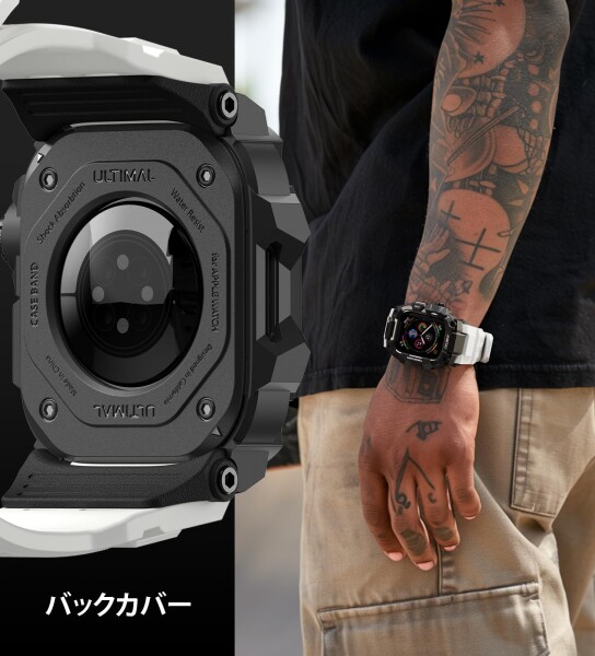 ULTIMAL に相応う Apple Watch Series 9/8/7（45粍）用 ダンス楽隊一体型防御すること入れもの TPU 耐衝撃 高耐久 通気性 飾り気の無い据えつける 運動競技/アウトドア向け 白いこと