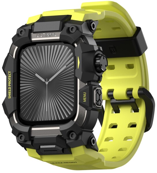 ULTIMAL に相応う Apple Watch Series 11/10（46粍）用 ダンス楽隊一体型防御すること入れもの TPU 耐衝撃 高耐久 通気性 飾り気の無い据えつける 運動競技/アウトドア向け 螢光緑であること