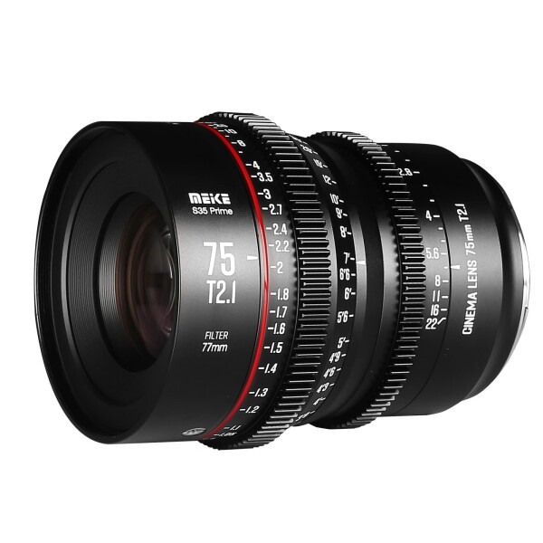 Meike 75mm T2.1 スーパー35 プライムマニュアルフォーカスシネマレンズ EFマウントシネカメラ用 Canon C200 C300 II、RED Komodo、BMPCC 6K、Z CAM E2-S6 BMPCC 6K Proに対応