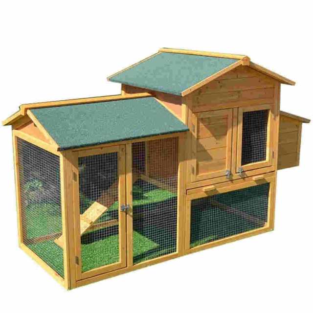 鳥かご 屋外木製鶏小屋 屋外 木製 鳥ケージ大型 ワイヤーメッシュ 卵パック 複数のドア付き 防雨 産卵 アウトドア家禽用飼育ケージウサギケージ