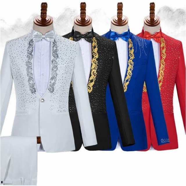 メンズ 演出服 スーツ セットアップ ステージ衣装 スパンコール付き ヒップホップ ダンスウェア フォーマル 上下セット コスプレ 舞台衣装 公演服
