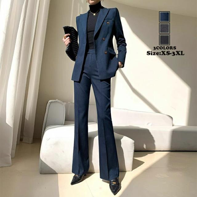 春秋 エレガント レディース ビジネススーツ 2点セット上着+パンツ フォーマル 通勤 OL オフィス 制服 パンツスーツ 秋春 着痩せ 20代30代40代 発表会 二次会 セレモニースー カジュアル