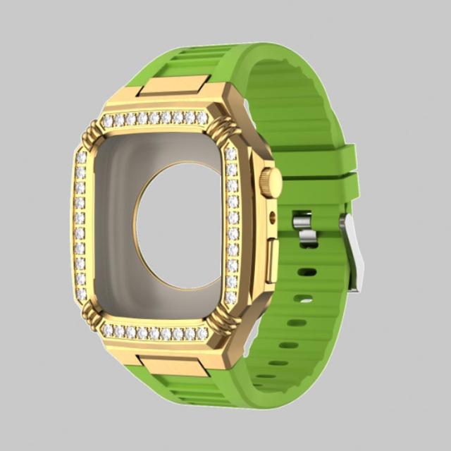 全9色 apple watch アップルウォッチ バンド ステンレス ケース カバー ゴールドカバー 一体型 バンド ラバー 高級ベルト ケースバンド メンズ ベルト ステンレス 44mm 45mm おしゃれ 腕時計 Series4/5/6/7/8/SE_2