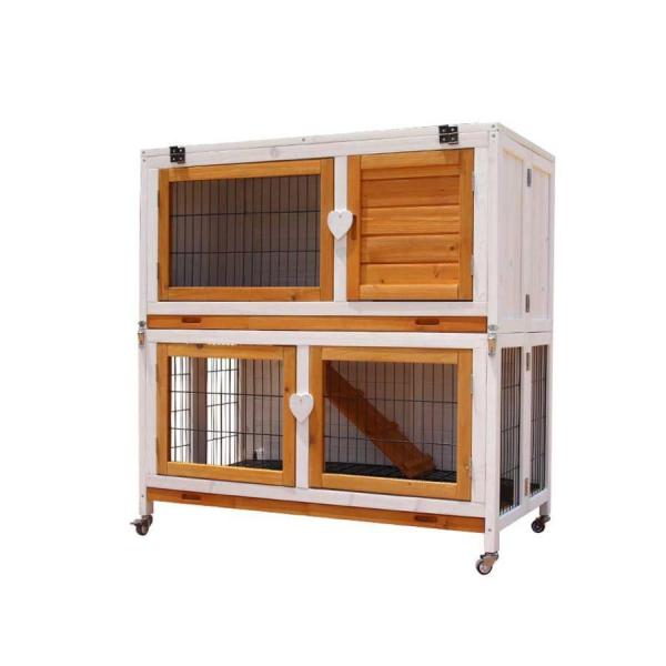 猫かご 家庭用屋外ペット ヴィラ ウサギ ケージ ウサギの家 2 階建てのヴィラと独自の滑車 株式会社S＆L 猫小屋ペットの別荘 (Color : White)