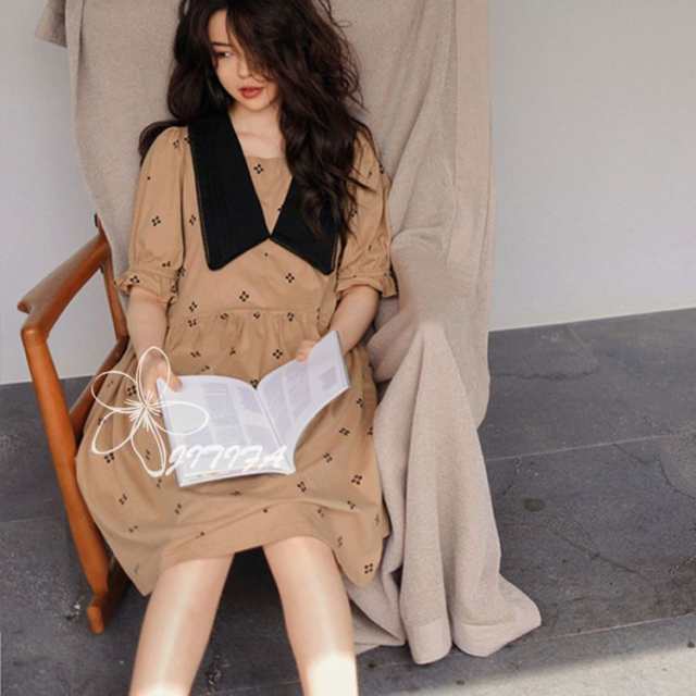 レディース スクエアネック パフスリーブ 五分袖 ネグリジェ 綿 ワンピース ナイトウェア プリント ひざ丈 ルームウェア 夏 優しい着心地 パジャマパーティ 部屋着 ゆったり おしゃれ エレガント かわいい 寝巻き JITIFA レディース スクエアネック パフスリーブ 五分袖 ネグリジェ 綿