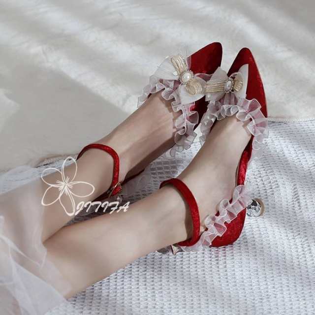 夢のリボンの先の甘い少女ハイヒールのクリスタルフリンジのリスト