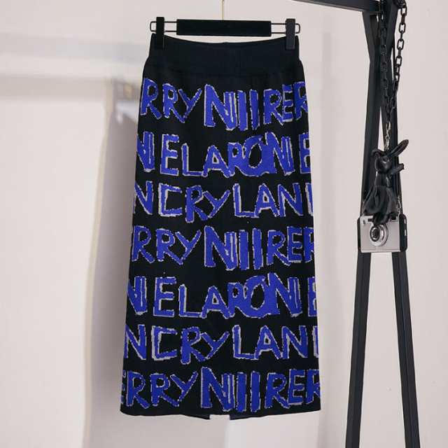 ニットスカート 細身 ストレッチ ブラック レディース ハイウェスト カジュアル 通勤 通学 グレー ウエストゴム ペンシルスカート ロングスカート 膝下 着回し ニット 字母 スカート ペンシル