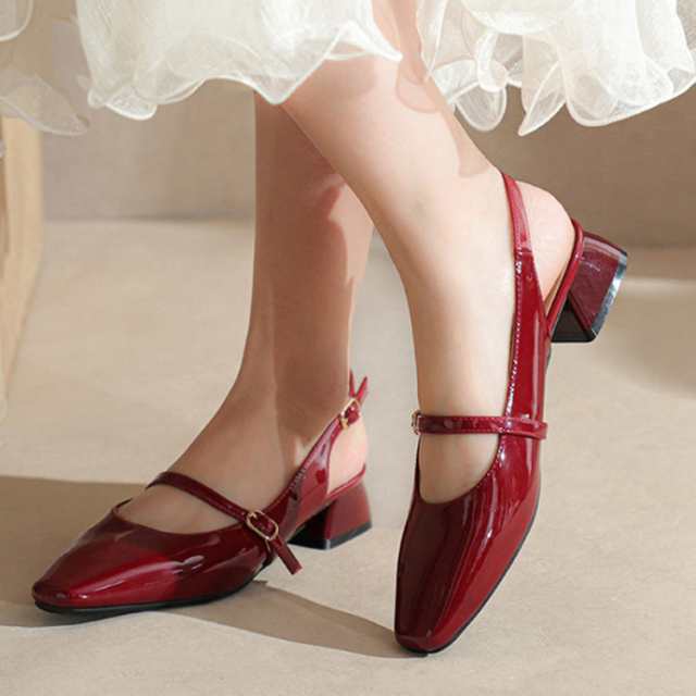 パンプス レディース フォーマルシューズ 2cmヒール バックストラップ 脱げにくい 歩きやすい 通勤 結婚式 卒業式 発表会 スクエアカット かかとなし シンプル シューズ 靴 おしゃれ 可愛い カジュアル 夏 安定感