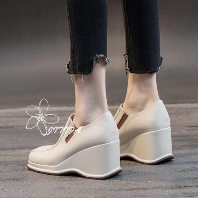 スクエアトゥ パンプス ハイヒール 前厚 ブーティ ブーティー レディース ショートブーツ 美脚 きれいめ ウェッジソール パンプス スリッポン 婦人靴 出張 敬老の日 プレゼント 通勤 皮靴 