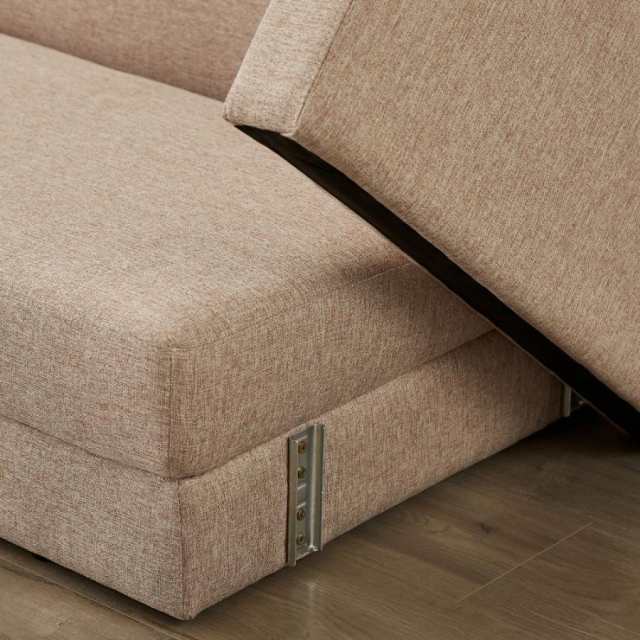 ソファ4人掛け収納付きオットマン付きファブリック肘掛け木脚