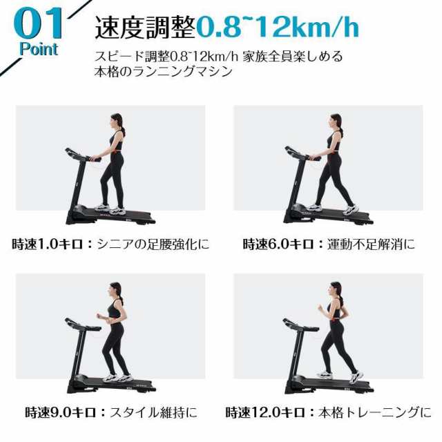 電動ランニングマシン ルームランナー MAX12km/h 3段階角度調整