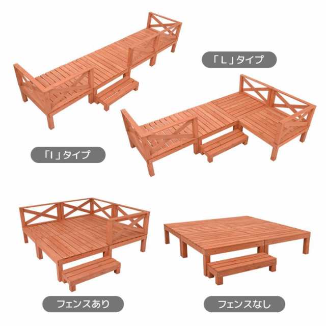 ウッドデッキ 天然木 8点セット1坪 ウッドパネル 家具ガーデン