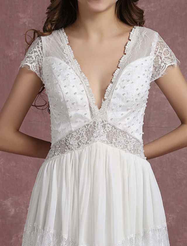 夏ウェディングドレス ボーホースタイル ビーチウェディングガウン