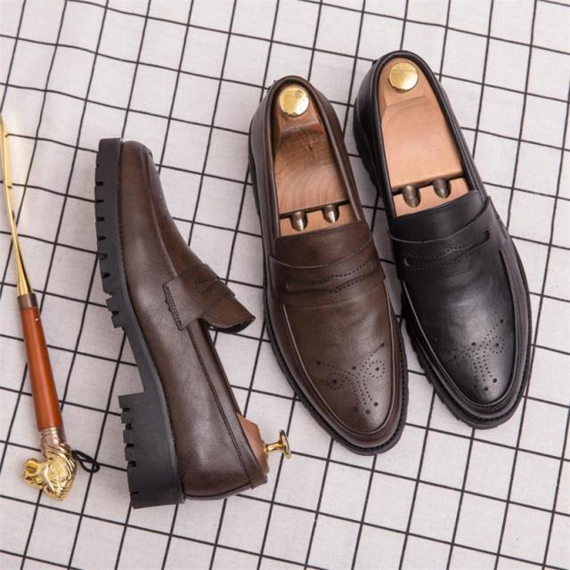 4E 通勤快足 メンズ ビジネス 靴 シューズ 本革 甲高 幅広 黒 ワイド