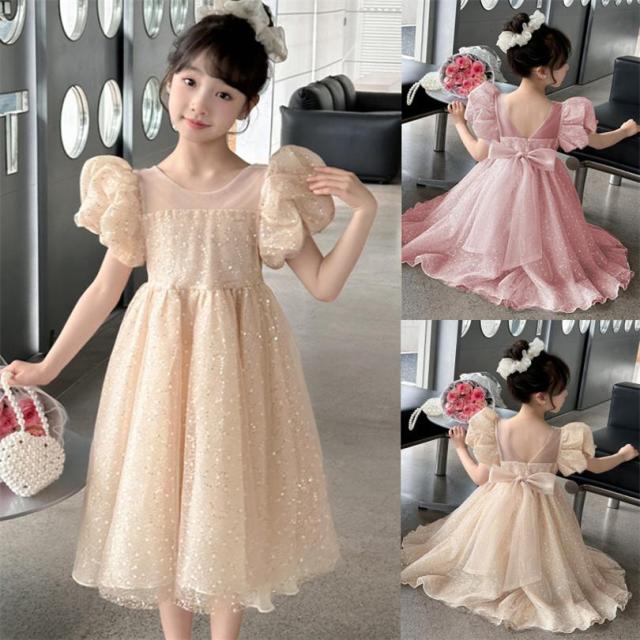 ドレス キッズワンピース ガール衣装 子供服 チュール パーティードレス 洋服 半袖 プリンセス お姫 誕生日 学園祭 発表会 可愛い 夏女の子ワンピ