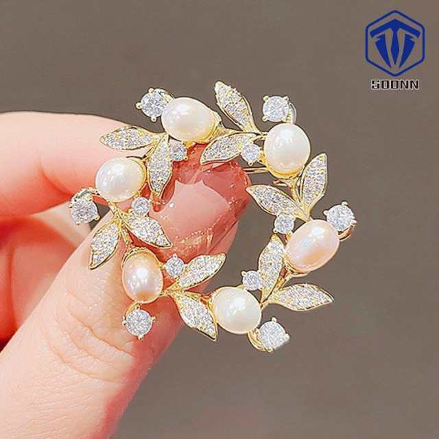 ブローチ パール 卒業式 入学式 アンティーク おしゃれ 北欧 入園式 カジュアル フォーマル パール 花冠 葉 輪 上品 きれいめ ファッション