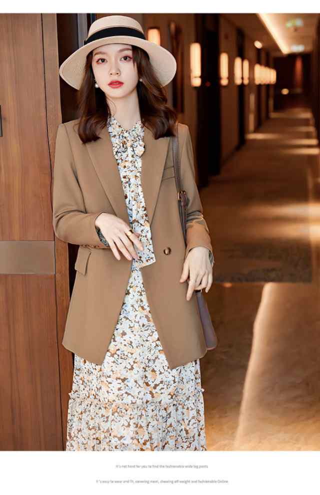 2点セット スーツジャケット 花柄ワンピース テーラードジャケット 秋