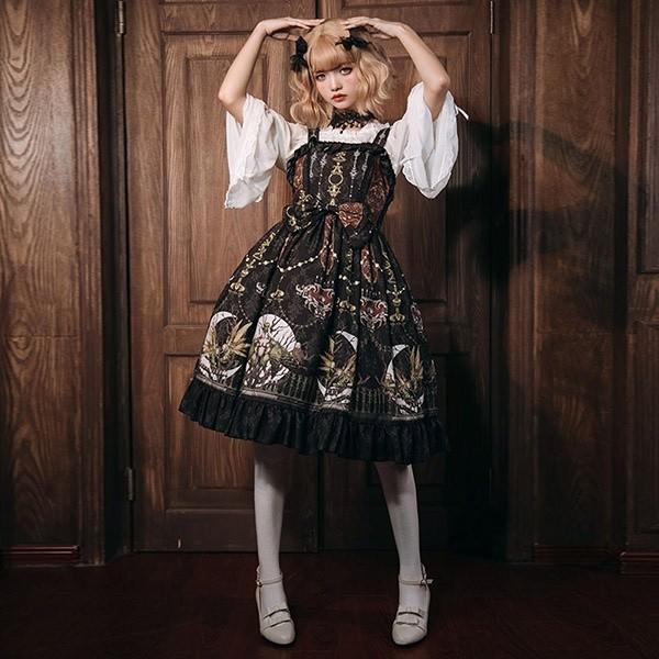 ロリータ ワンピース ゴスロリ メイド 黒 ゴシック コスプレ パーティードレス コスチューム 衣装 パニエ 髪飾り 上着追加可 ハロウィン クリスマス