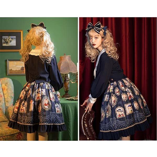 ロリータ ゴスロリ トップス スカート かわいい リボン ネイビー