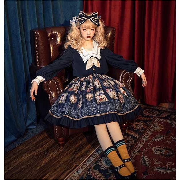 ロリータ ゴスロリ トップス スカート かわいい リボン ネイビー