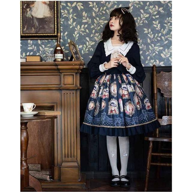 ロリータ ゴスロリ トップス スカート かわいい リボン ネイビー