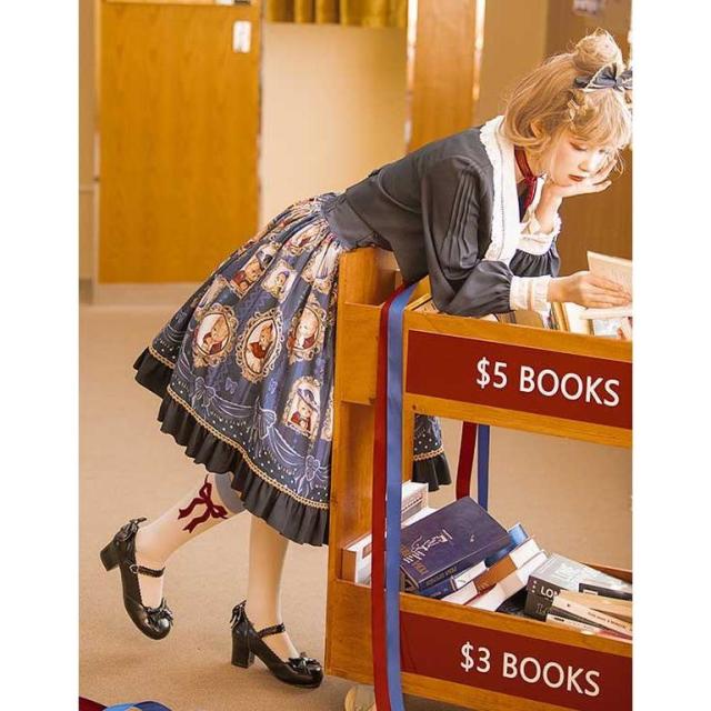 ロリータ ゴスロリ トップス スカート かわいい リボン ネイビー