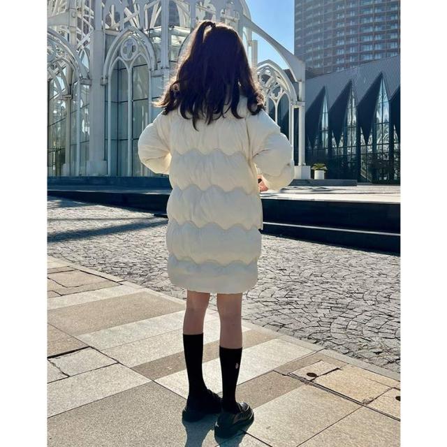 ダウンコート レディース リボン ショート丈 冬服 もこもこ ダウン