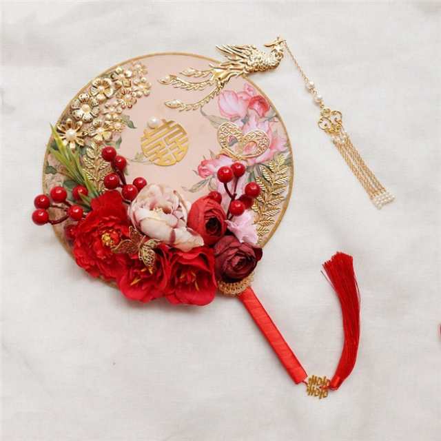 団扇　うちわ　花　舞台グッズ　華流ステージ小物　漢服唐装用扇子　劇場撮影道具　チャイナドレス用道具　華流コスプレ道具　合金扇子　中国古代古典団扇　中華風舞台道具