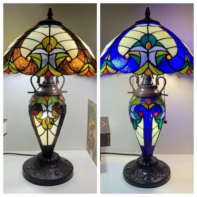 テーブルランプLED対応ステンドグラスランプ 卓上スタンドライド 創意ティファニーマルチカラー 綺麗なデザイン ステンドグラス ガラス工芸 LED 卓上ライト 卓上