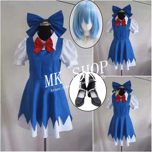東方project チルノ 高品質 コスプレ衣装 ウィッグ付き