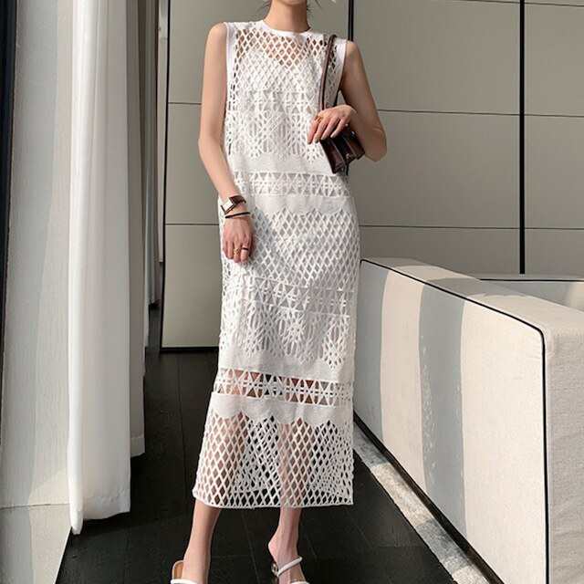 メッシュレースワンピース　レース　一色4サイズ　夏　【IN0001】 メッシュレースワンピース レース 一色4サイズ 夏 【IN0001】 その他