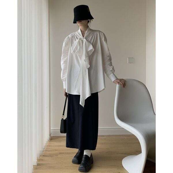 パフスリーブ ビッグリボン シャツ レディース トップス シャツ